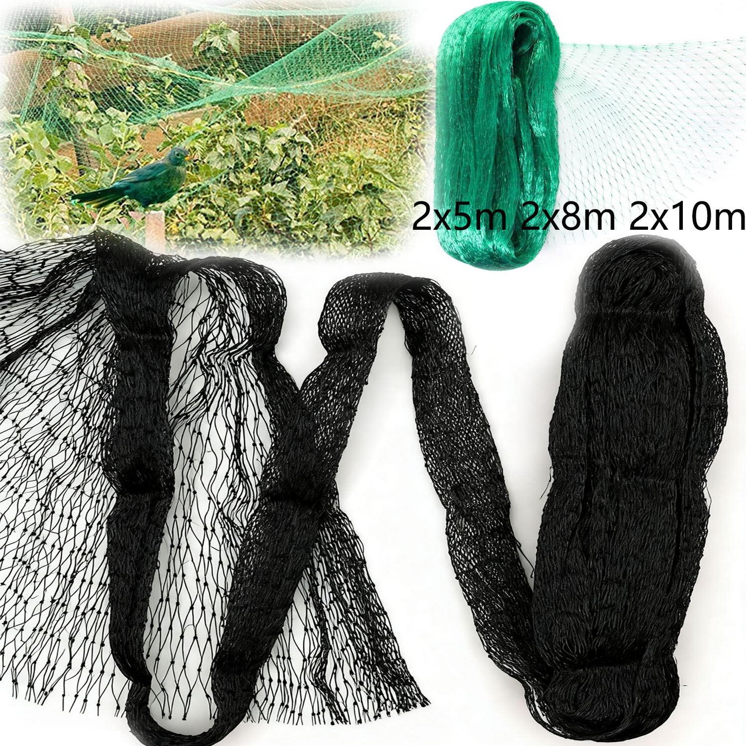 Outdoor Sports Net - 1pcs Garden bird net Green/black polyethylene