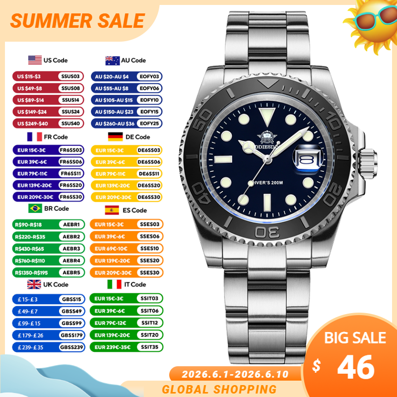 Outdoor Sport Background - ADDIESDIVE 41mm Men's Quartz Wristwatch 316L