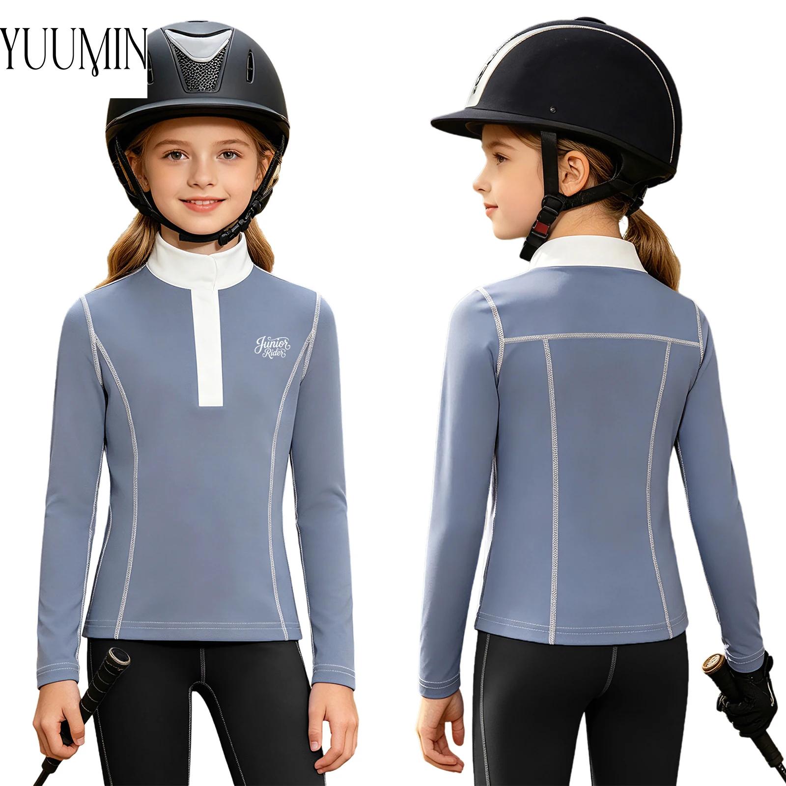 Polo Shirt Equestrian - Kids Girls Equestrian Show Shirt Contrasting