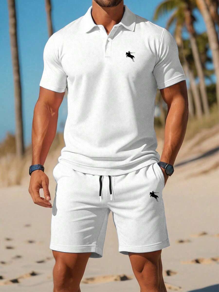 Men's White Casual Polo Shirt  - Polo Shirt Equestrian ulasan dan harga