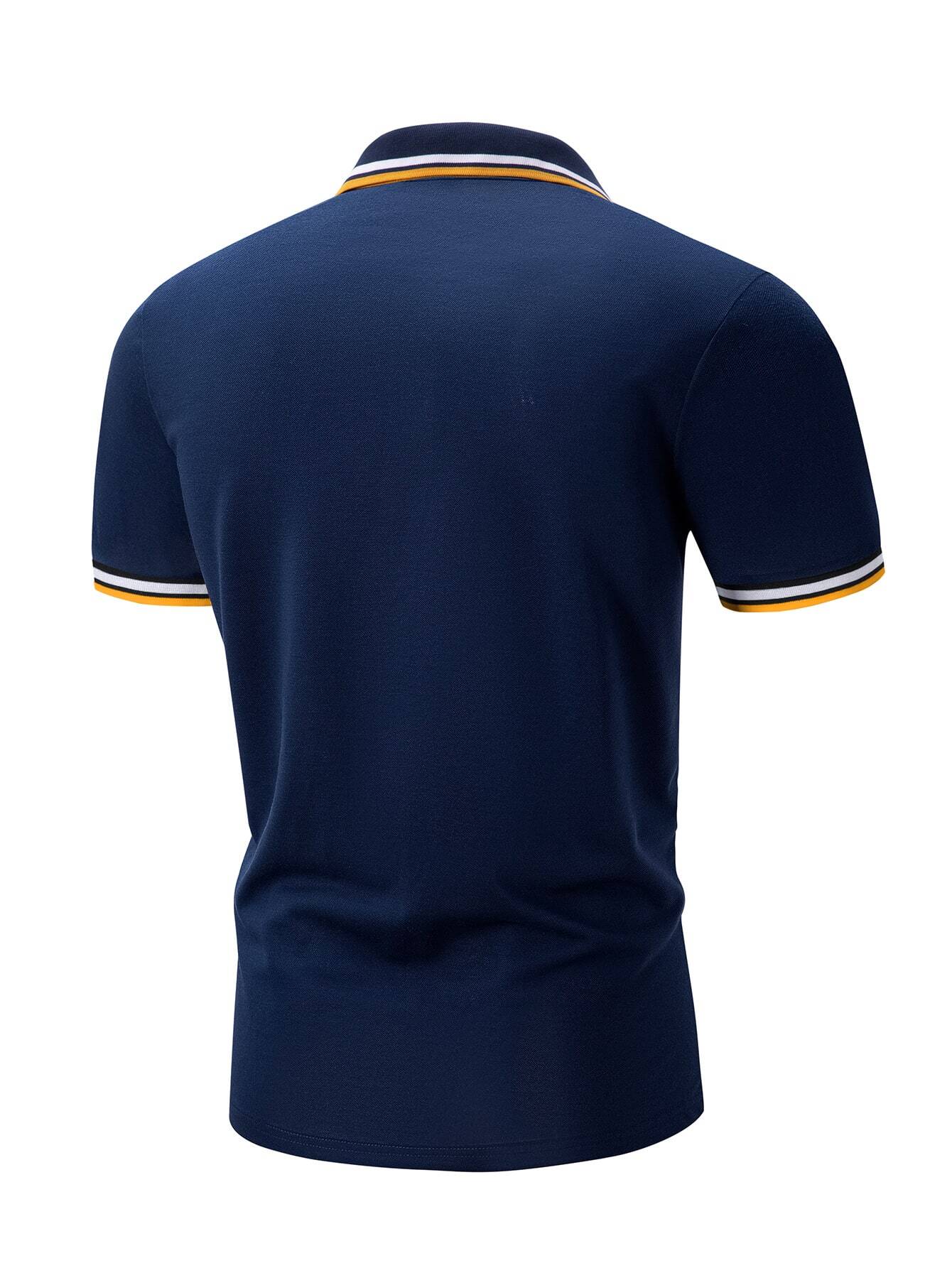 Men's Navy Blue Polo Shirt wit - Polo Shirt Equestrian ulasan dan harga