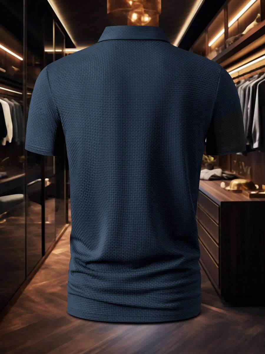 Men's Textured Polo Shirt with - Polo Shirt Equestrian ulasan dan harga