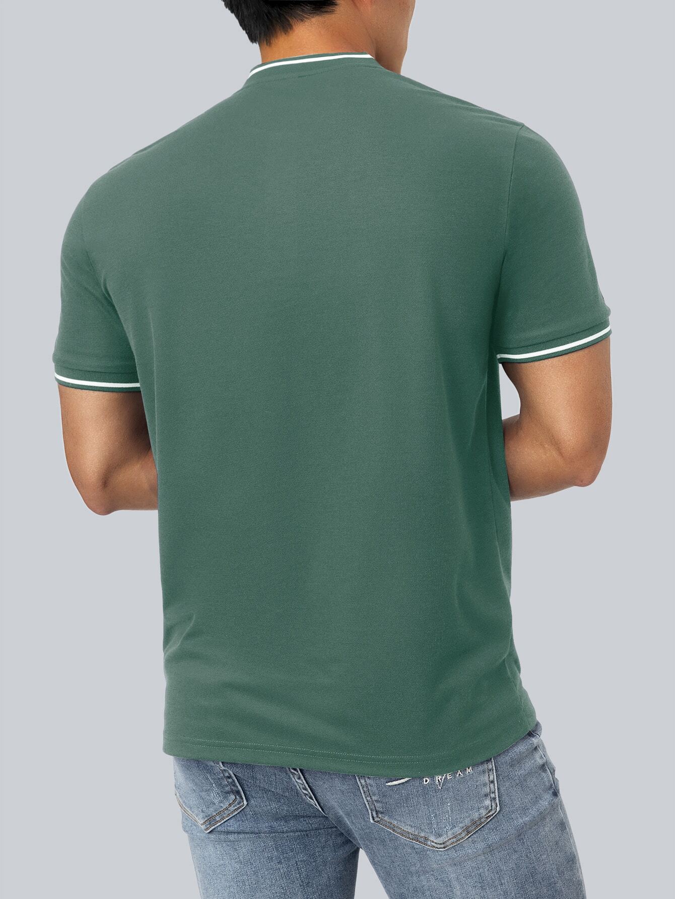 Men's Green Henley Polo Shirt  - Polo Shirt Equestrian ulasan dan harga