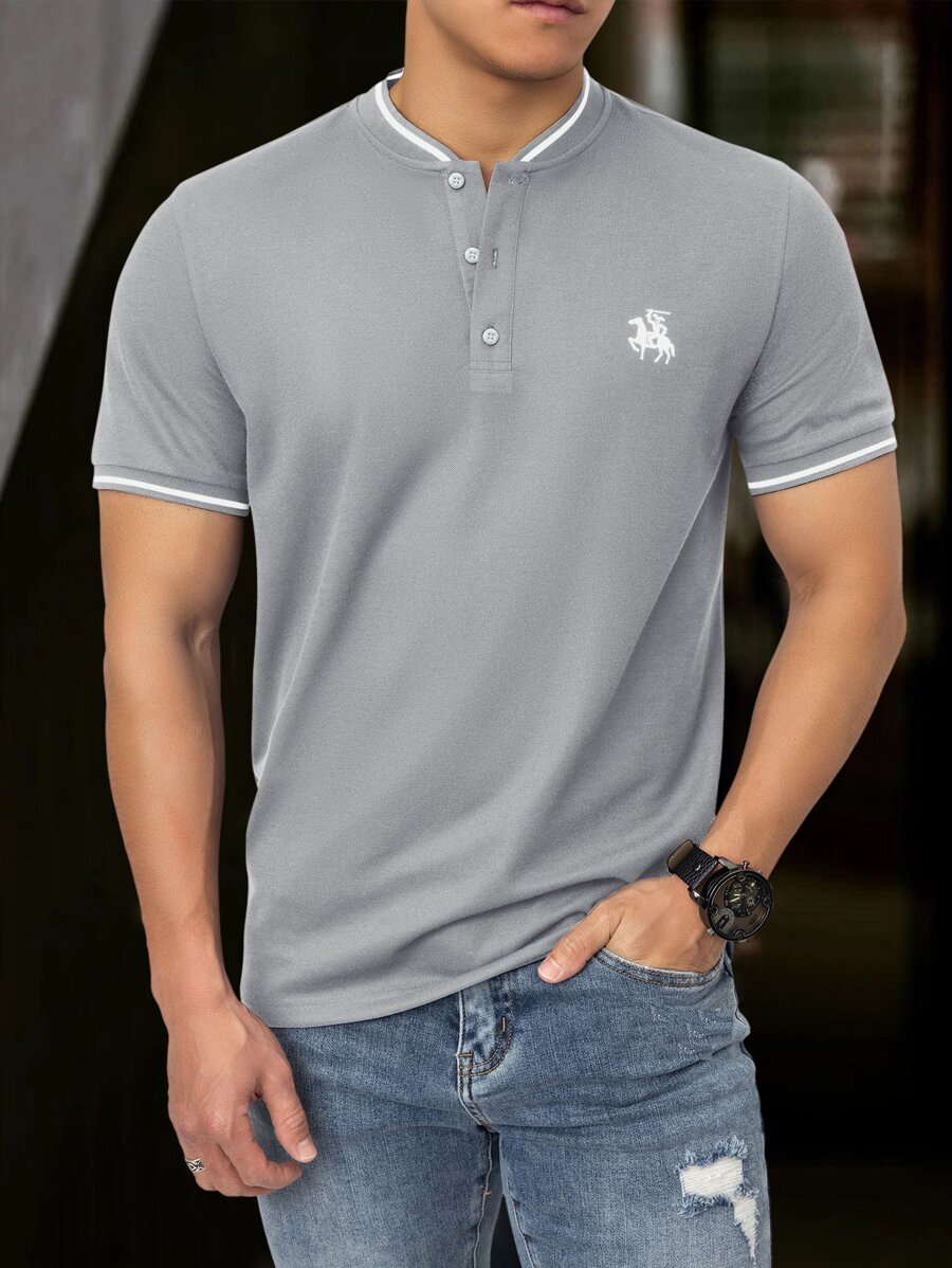 Men's Green Henley Polo Shirt  - Polo Shirt Equestrian ulasan dan harga